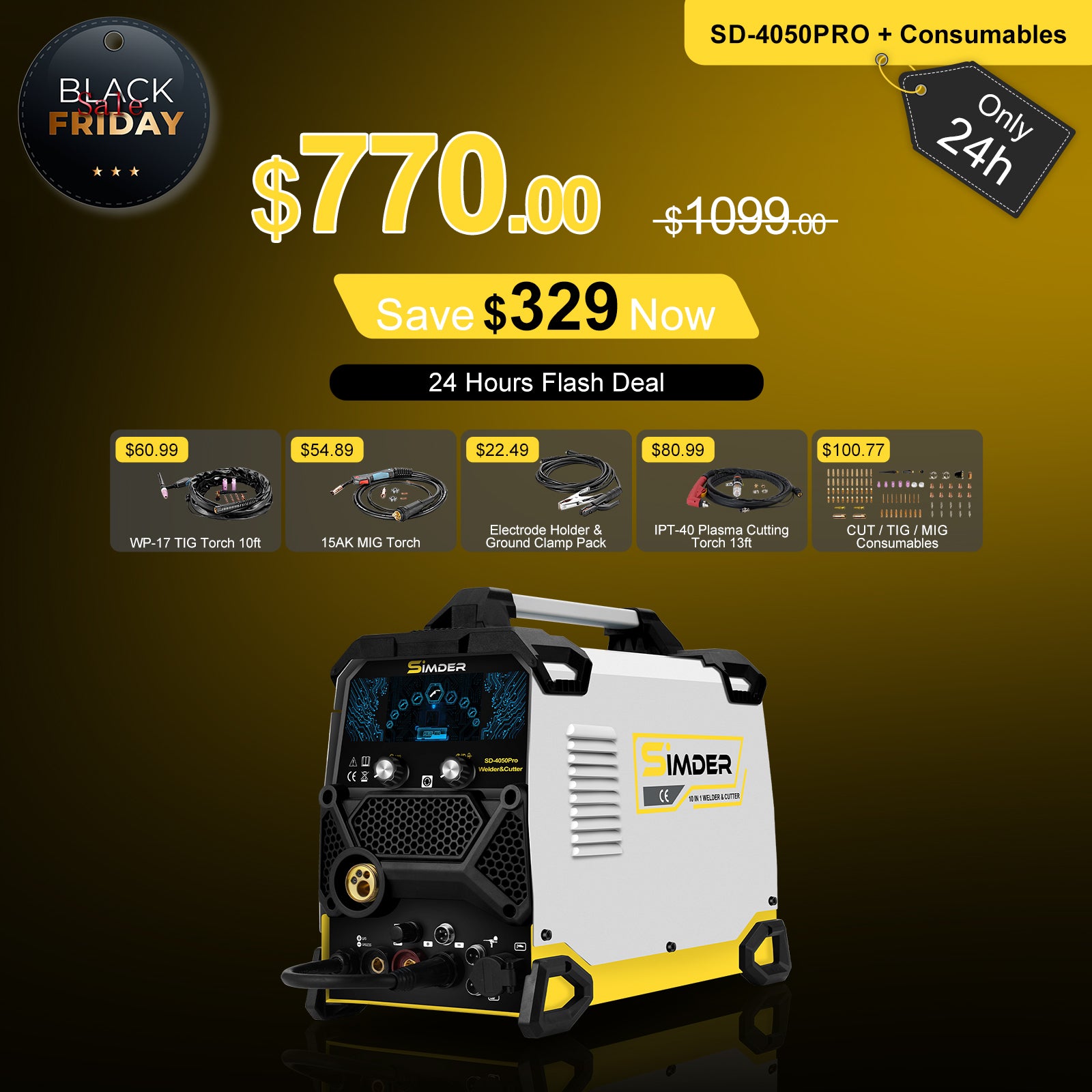 [24 Hours Flash Deal]SSimder Upgraded SD-4050Pro(2024) 10-in-1 Aluminum Welder&Cutter