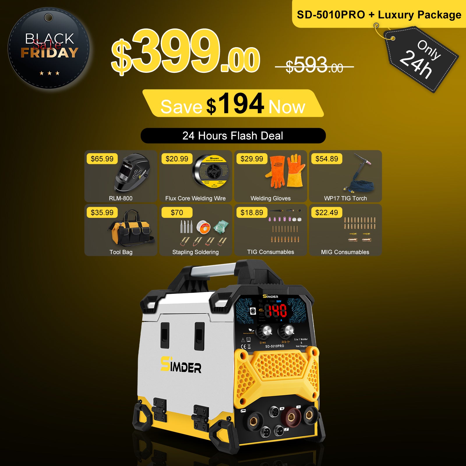 [24 Hours Flash Deal]SSimder SD-5010 PRO 5-in-1 Welder, Hot Stapler&Soldering Iron